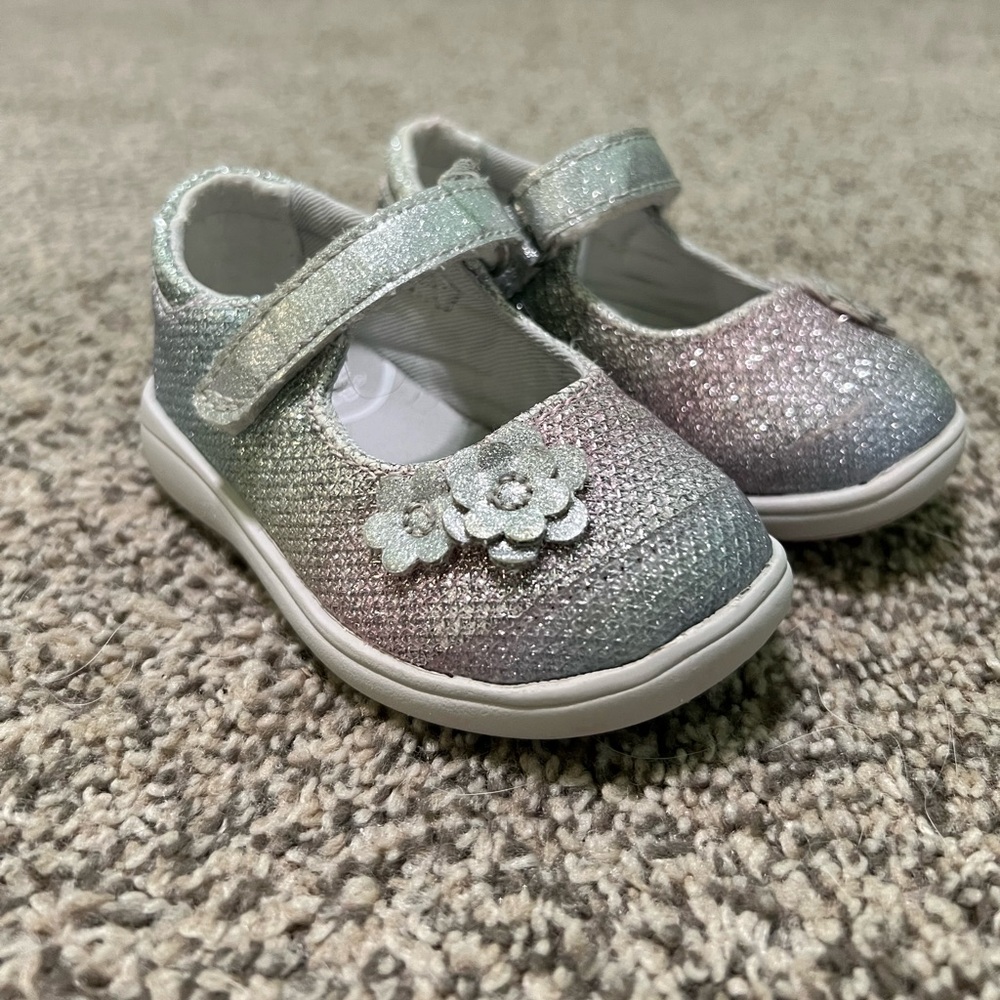 Silver Mary Jane Stride Rite toddler shoes